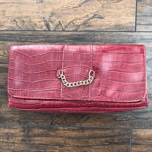 Red Snakeskin Clutch